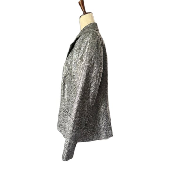 Chico's Women's Coletta Silver Metallic 3 Button Blazer Jacket Size 3 Plus16 - Picture 8 of 14